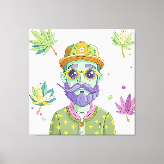 Vibrant Monarch Butterfly Illustration on Light Ba Canvas Afdruk (Voorkant)