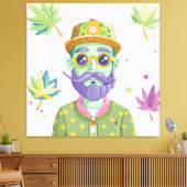 Vibrant Monarch Butterfly Illustration on Light Ba Canvas Afdruk (Insitu (Woonkamer))