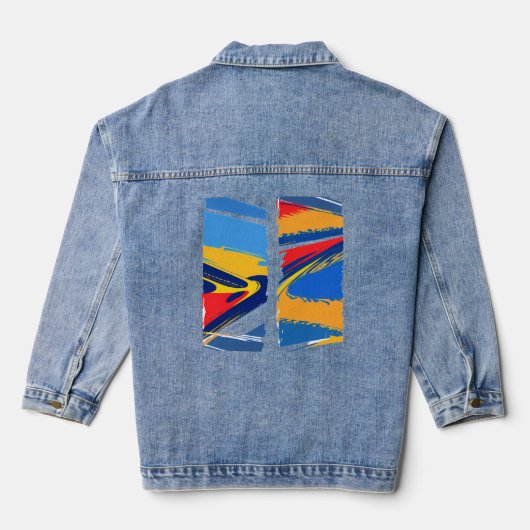 Vibrant Monarch Butterfly Illustration on Light Ba Denim Jacket (Achterkant)