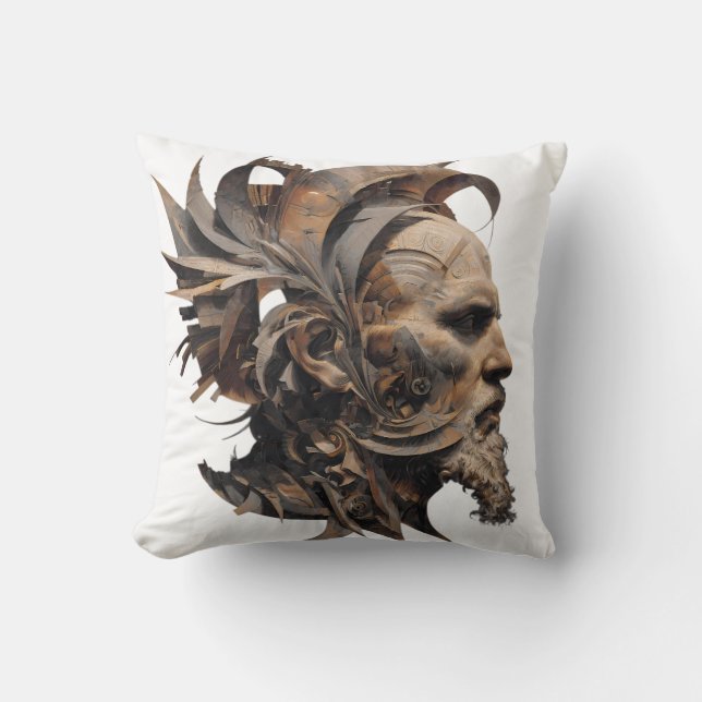 Vibrant Monarch Butterfly Illustration on Light Ba Kussen (Voorkant)