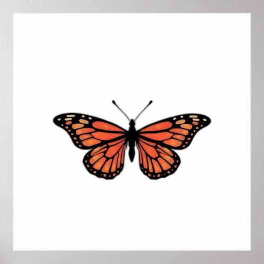 Vibrant Monarch Butterfly Illustration on Light Ba Poster (Voorkant)
