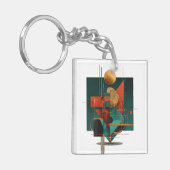 Vibrant Monarch Butterfly Illustration on Light Ba Sleutelhanger (Voorkant Links)