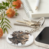 Vibrant Monarch Butterfly Illustration on Light Ba Sleutelhanger (Voorkant Rechts)