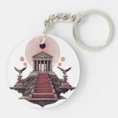 Vibrant Monarch Butterfly Illustration on Light Ba Sleutelhanger (Achterkant)