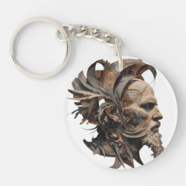 Vibrant Monarch Butterfly Illustration on Light Ba Sleutelhanger