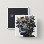 Vibrant Monarch Butterfly Illustration on Light Ba Vierkante Button 5,1 Cm (Voorkant /achterkant)