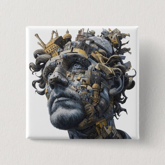 Vibrant Monarch Butterfly Illustration on Light Ba Vierkante Button 5,1 Cm (Voorkant)