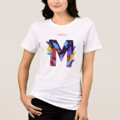 Vibrant Monogram - Letter M Artistiek Verjaardagsc Tri-Blend Shirt (Voorkant)