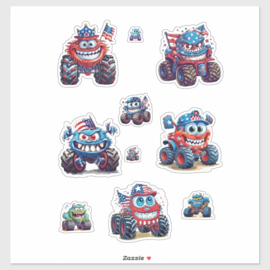 Vibrant Monster Truck Sticker Blad (Vel)