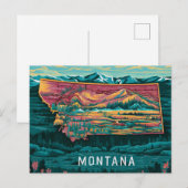 Vibrant Montana Kaart Kunst (Voorkant / Achterkant)