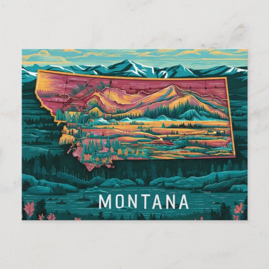 Vibrant Montana Kaart Kunst (Voorkant)