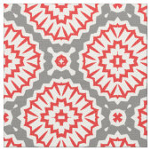 Vibrant Moroccan Enic Red White Pattern Stof (Close Up)