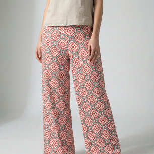 Vibrant Moroccan Enic Red White Pattern Stof