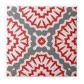 Vibrant Moroccan Enic Red White Pattern Tegeltje (Voorkant)