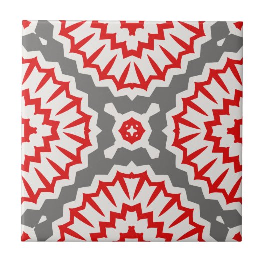 Vibrant Moroccan Enic Red White Pattern Tegeltje (Voorkant)