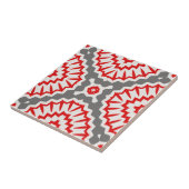 Vibrant Moroccan Enic Red White Pattern Tegeltje (Zijkant)
