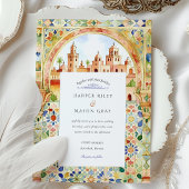 Vibrant Moroccan Tile & Marrakesh Arch Wedding Kaart