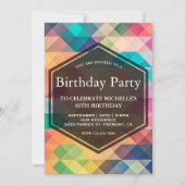 Vibrant Mosaic Geometric Birthday Party Kaart (Voorkant)
