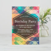 Vibrant Mosaic Geometric Birthday Party Kaart (Staand voorkant)