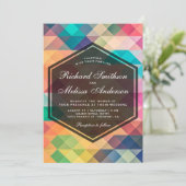 Vibrant Mosaic Geometric Weddenschap Kaart (Staand voorkant)