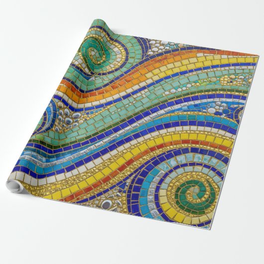 Vibrant Mosaic Swirl Wrapping Paper Cadeaupapier (Uitgerold)