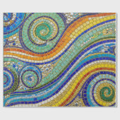 Vibrant Mosaic Swirl Wrapping Paper Cadeaupapier (Vlak)