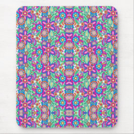 Vibrant mouse pad with a symmetrical floral  muismat