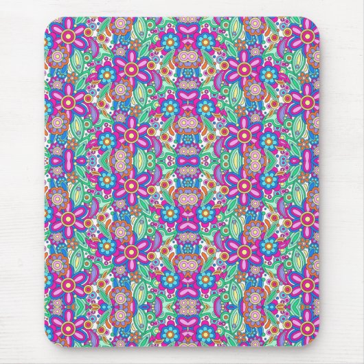 Vibrant mouse pad with a symmetrical floral  muismat (Voorkant)