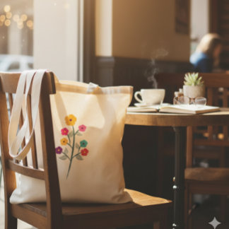 Vibrant Multi-Color Wildflower Branch Tote Bag
