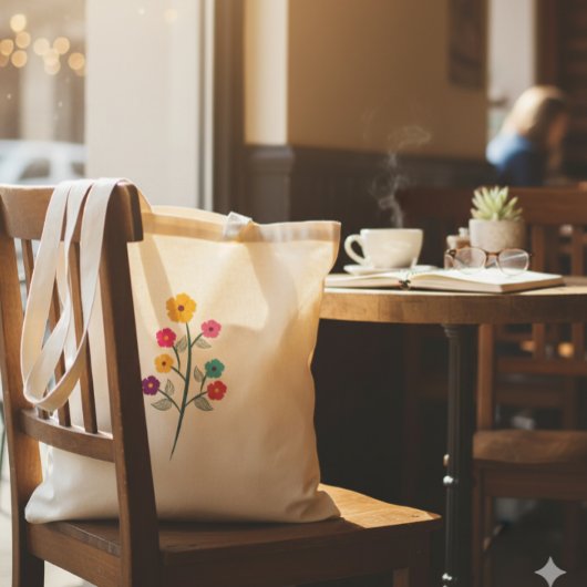 Vibrant Multi-Color Wildflower Branch Tote Bag