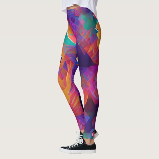 Vibrant multicolor mooie paarse gele fuchsie leggings (Links)