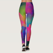 Vibrant multicolor mooie paarse gele fuchsie leggings (Achterkant)