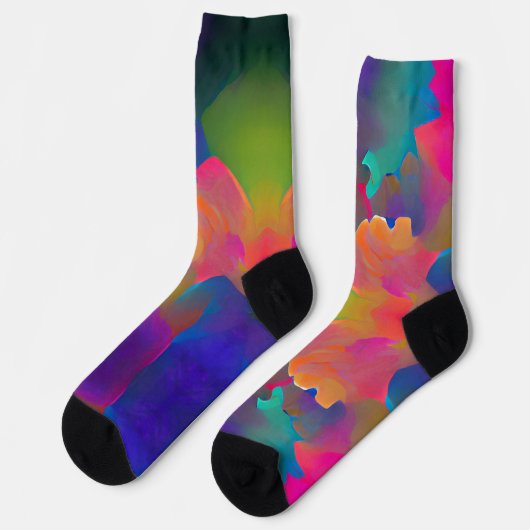 Vibrant multicolor mooie paarse gele fuchsie sokken (Links)