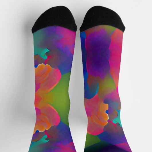 Vibrant multicolor mooie paarse gele fuchsie sokken (Top)