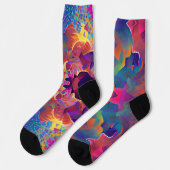 Vibrant multicolor mooie paarse gele fuchsie sokken (Links)