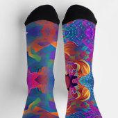 Vibrant multicolor mooie paarse gele fuchsie sokken (Top)