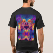 Vibrant multicolor mooie paarse gele fuchsie t-shirt (Achterkant)