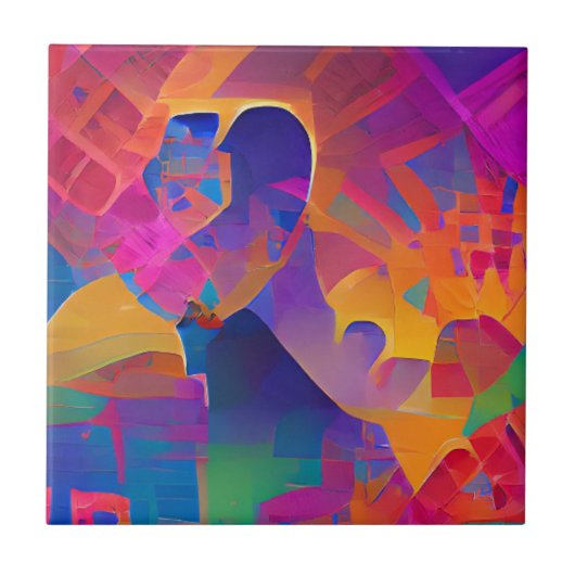 Vibrant multicolor mooie paarse gele fuchsie tegeltje (Voorkant)