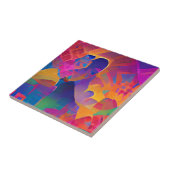 Vibrant multicolor mooie paarse gele fuchsie tegeltje (Zijkant)