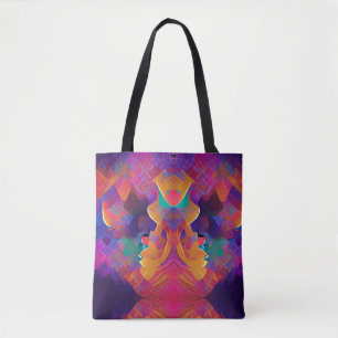 Vibrant multicolor mooie paarse gele fuchsie tote bag