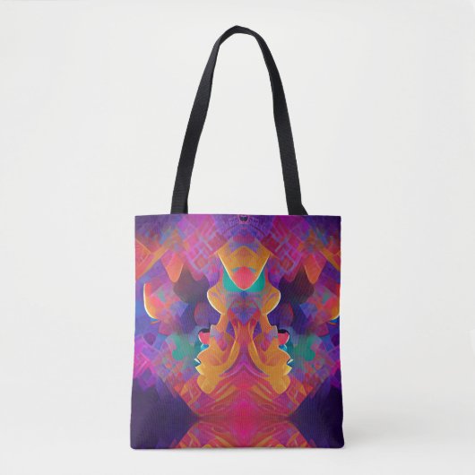 Vibrant multicolor mooie paarse gele fuchsie tote bag (Voorkant)