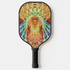 Vibrant Multicolor Psychedelic Abstract Pickleball Paddle