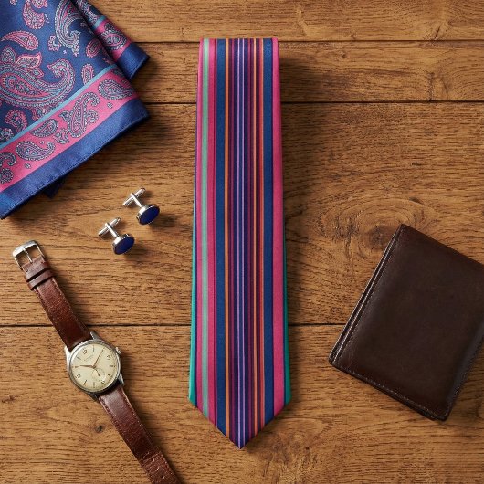 Vibrant Multicolor Striped Neck Tie Stropdas
