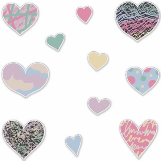 Vibrant Multicolored Hearts Sticker (Voorkant)