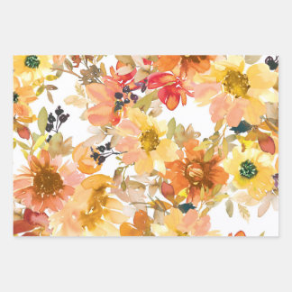 Vibrant najaar florale patronen inpakpapier vel
