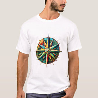 Vibrant Nautisch Kompas Roos T-shirt