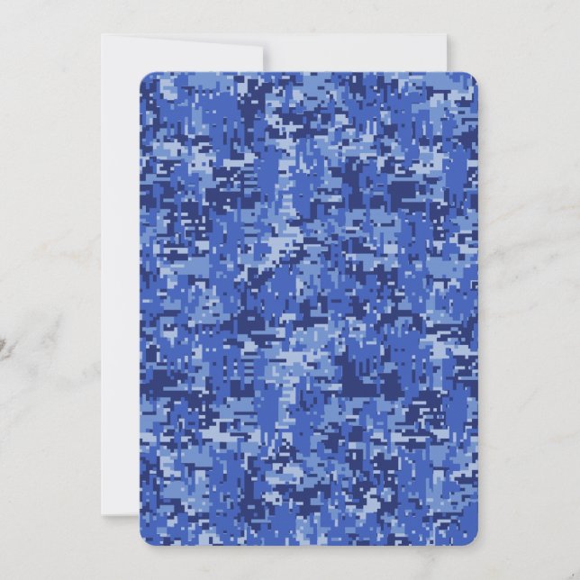Vibrant Navy Blue Digital Camouflage Textuur (Voorkant)