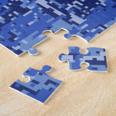 Vibrant Navy Blue Digital Camouflage Textuur Legpuzzel (Zijkant)