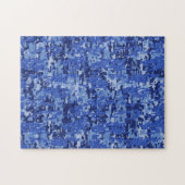 Vibrant Navy Blue Digital Camouflage Textuur Legpuzzel (Horizontaal)
