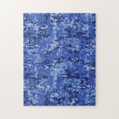 Vibrant Navy Blue Digital Camouflage Textuur Legpuzzel (Verticaal)